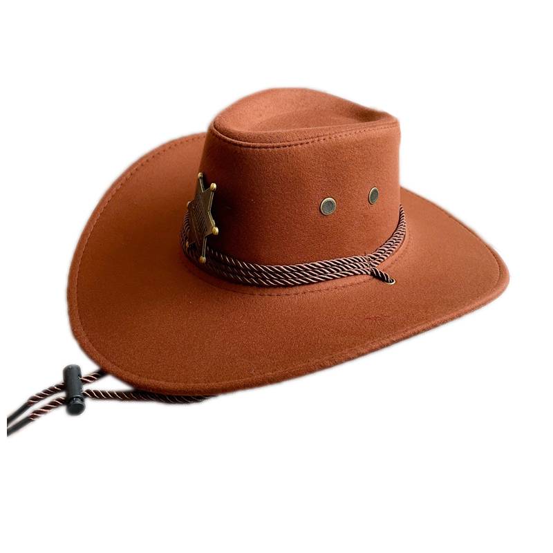 Western cowboy hats, American old knight hats, men and women riding on horses outside, taking pictures of sunscreen hats