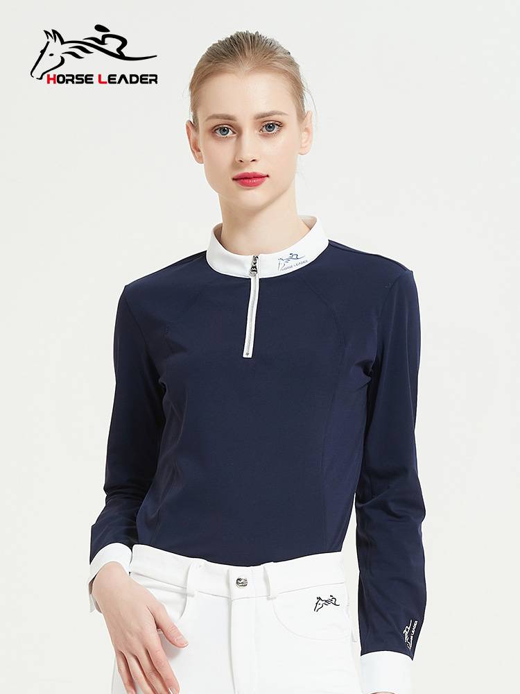 Horse Leader Equestrian T -shirt Ms. Four Seasons Riding Blocks Long -sleeved Equestnicism Equipment Equipment Equipment