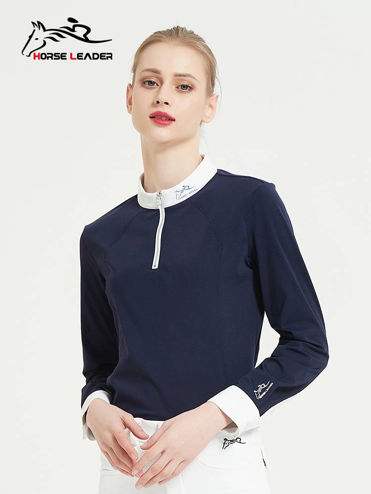 Horse Leader Equestrian T -shirt Ms. Four Seasons Riding Blocks Long -sleeved Equestnicism Equipment Equipment Equipment