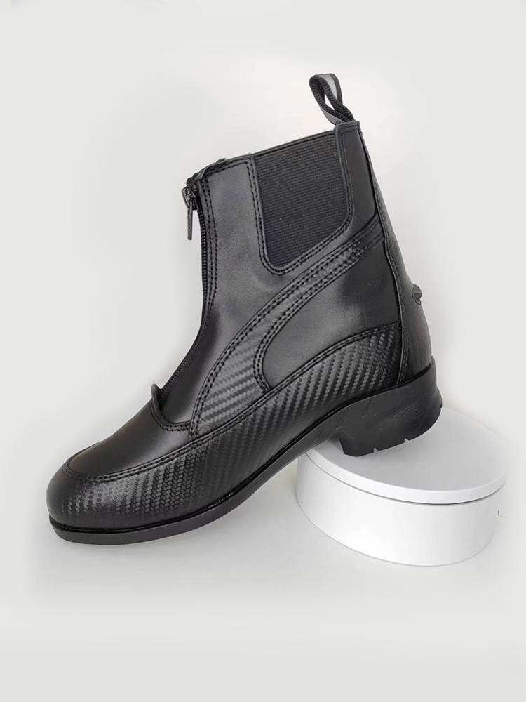 Professional equestrian boots adult horse boots riding short boots rider short boots head layer cowhide men's and female knight equipment supplies