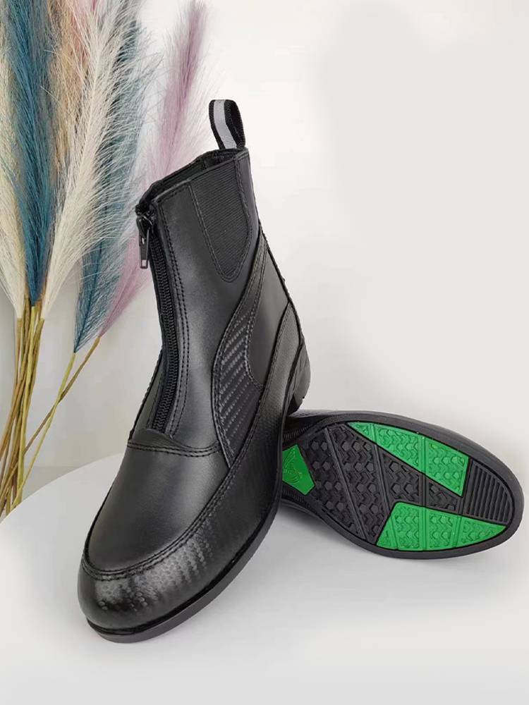 Professional equestrian boots adult horse boots riding short boots rider short boots head layer cowhide men's and female knight equipment supplies