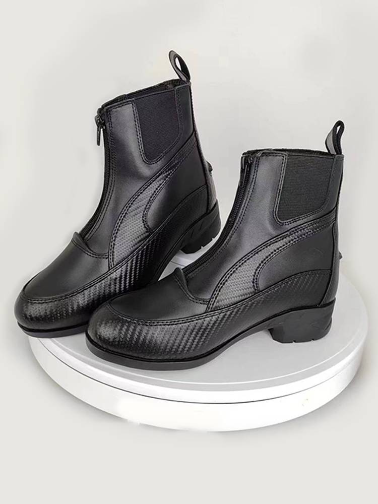Professional equestrian boots adult horse boots riding short boots rider short boots head layer cowhide men's and female knight equipment supplies