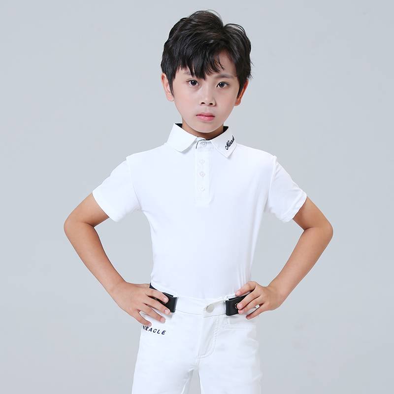 Children's professional equestrian short -sleeved T -shirt horse ride equipment boys girls girls summer competition quick -drying and breathable knight shirt