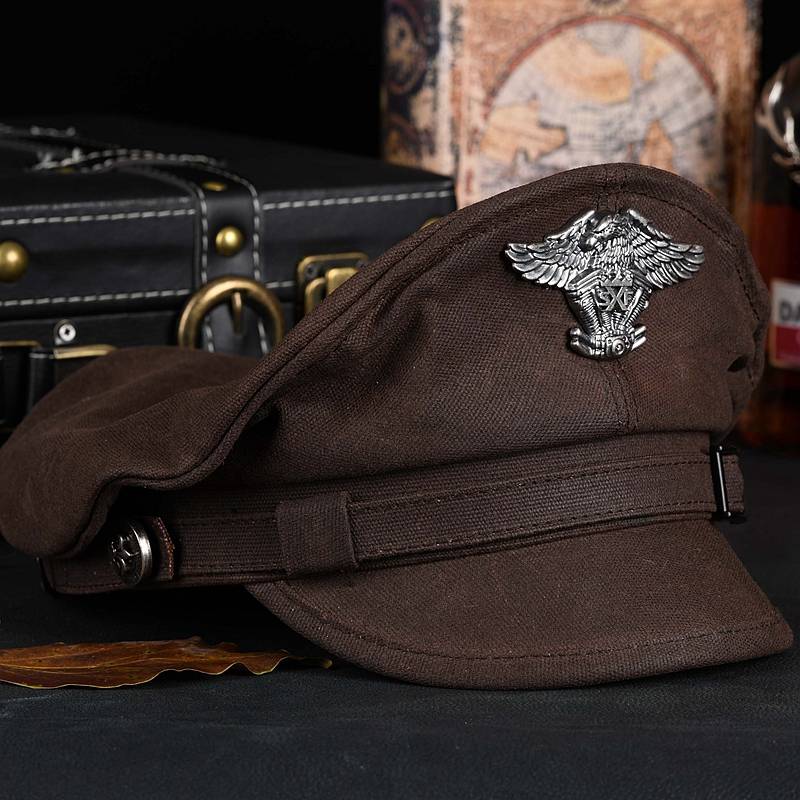 German Harley locomotive hat Men's autumn and winter canvas retro European and American Navy Captain Hat Muck Duck Tongue