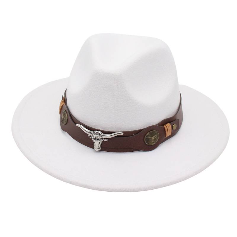 Bull -headed hat belt buckle jazz hat male female felt hat riding hat plush hat Western Mongolian hat Tibetan