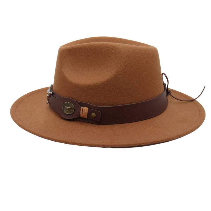 Bull -headed hat belt buckle jazz hat male female felt hat riding hat plush hat Western Mongolian hat Tibetan