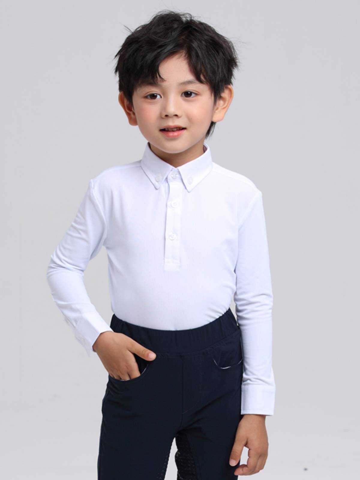 Children's Professional Equestrian sleeve T -shirts Summer horse riding sunscreen fast dry knights equipped with white boy sleeve shirt