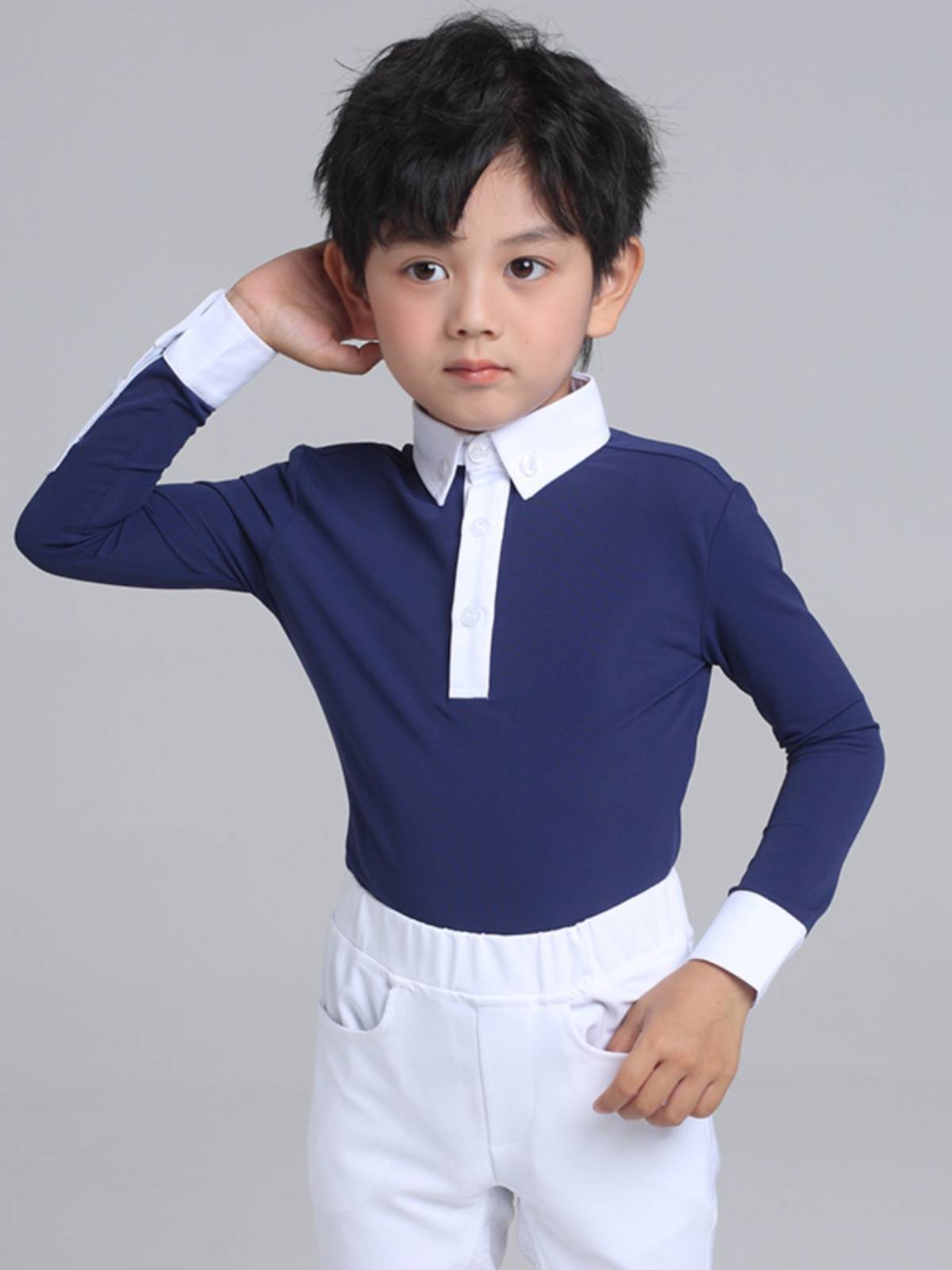 Children's Professional Equestrian sleeve T -shirts Summer horse riding sunscreen fast dry knights equipped with white boy sleeve shirt