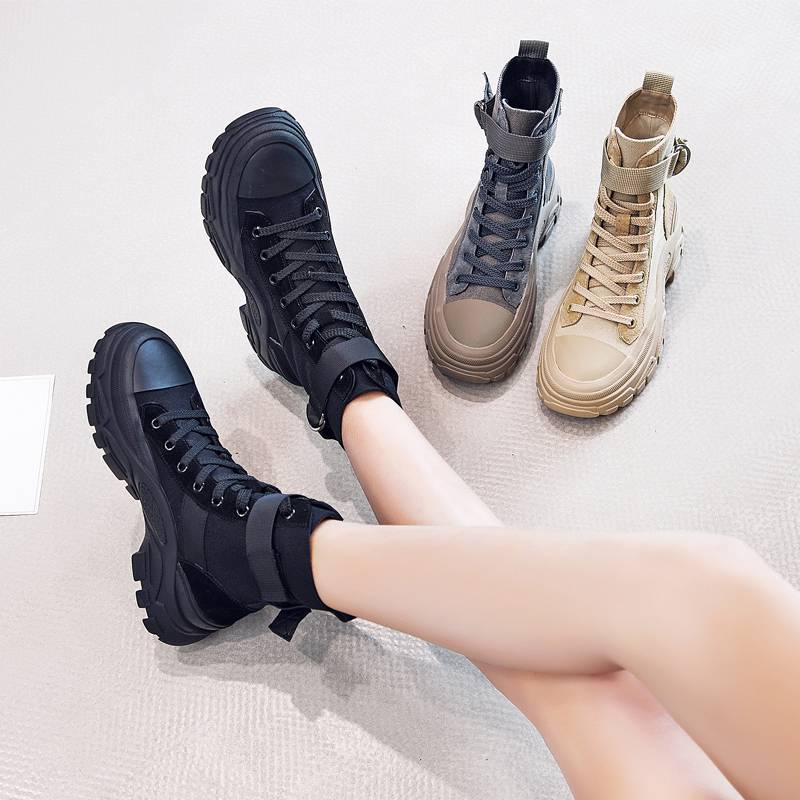 Retro summer motorcycle riding boots female Martin boots thick bottom locomotive feet to prevent falling four seasons to increase racing shoes