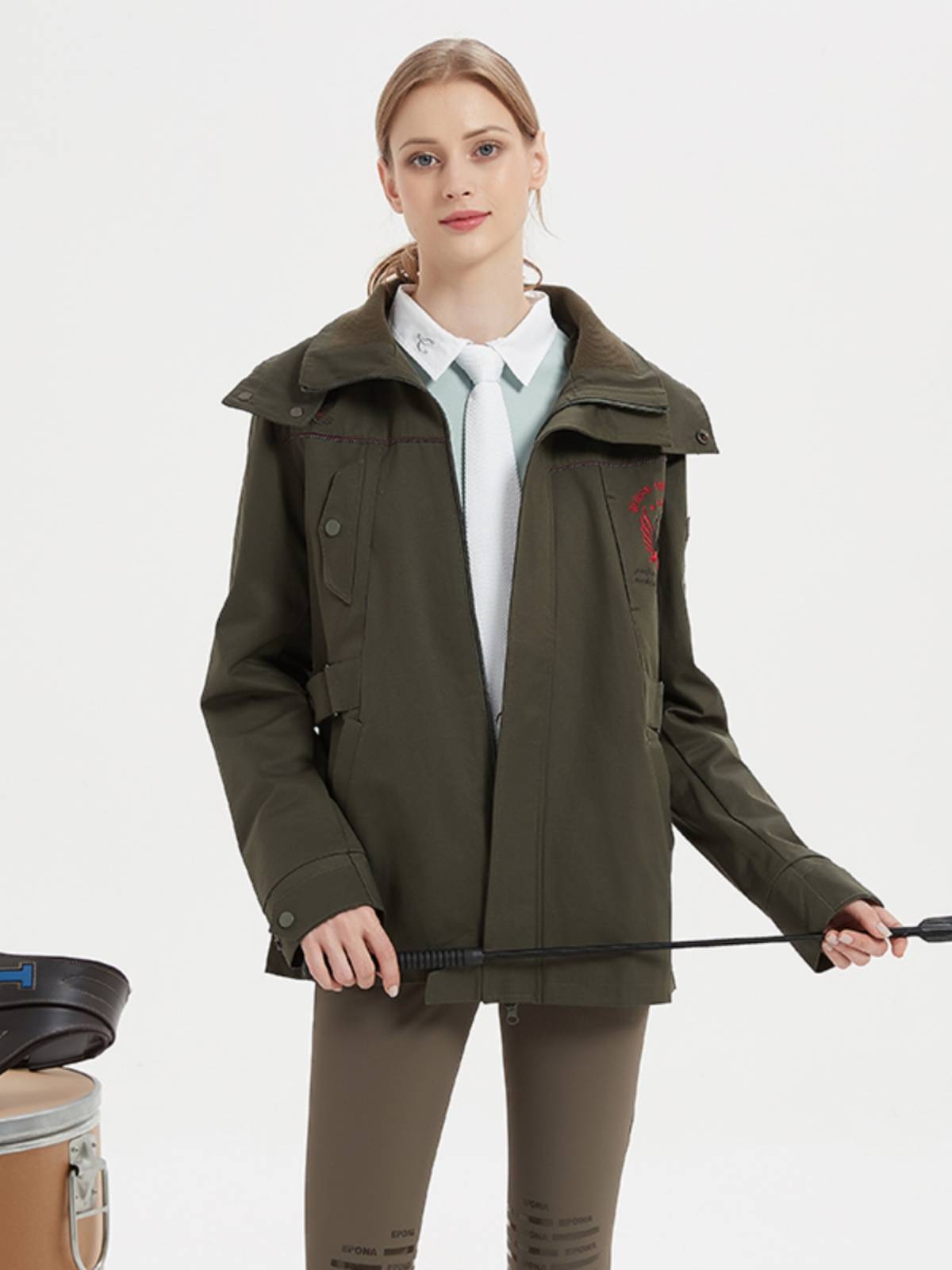 EPONA Women's Military Instal Wind Mid -length Parker Equestrian Jacket Warm, Comfortable Casual Cavaliers Equipment