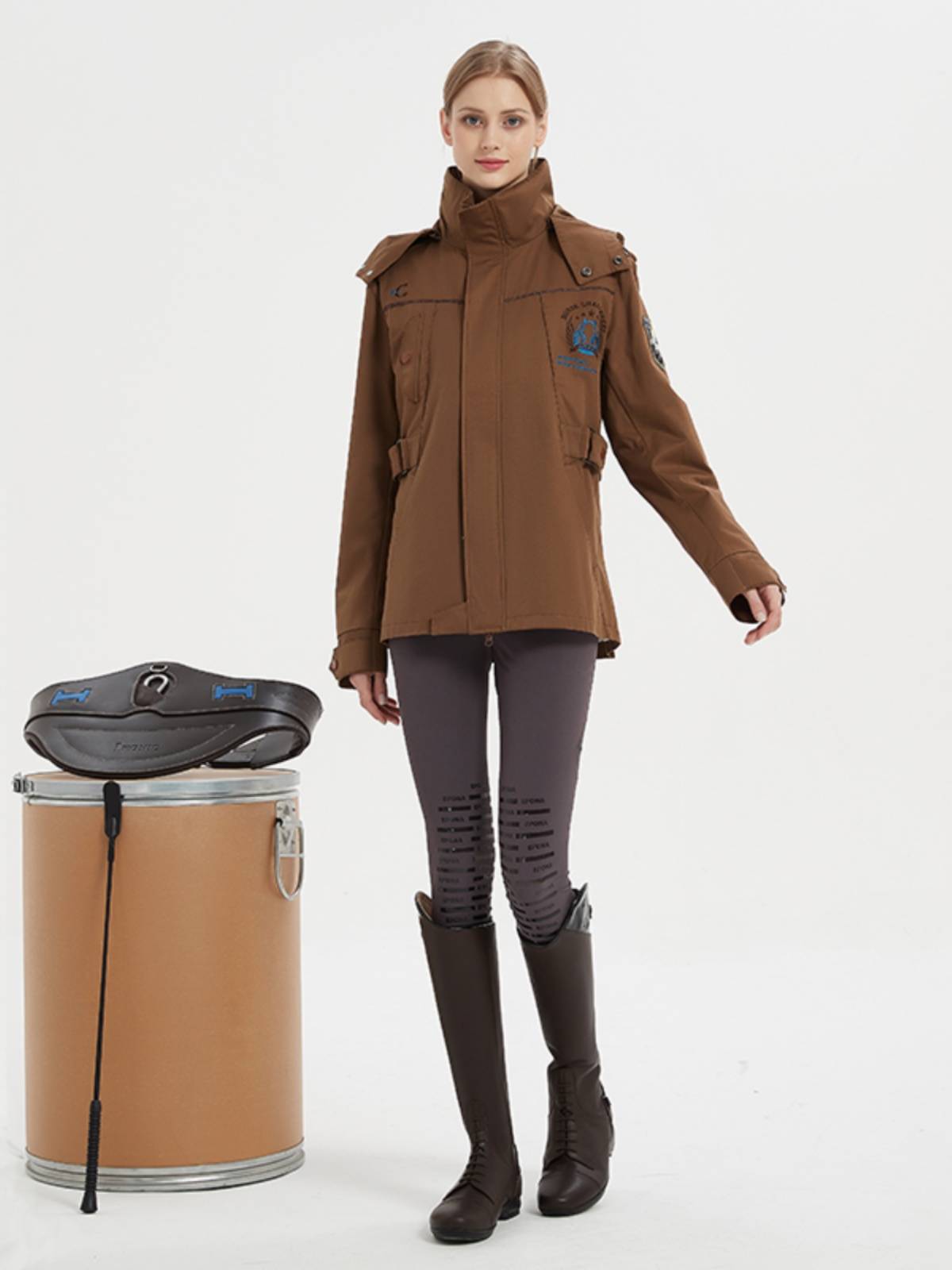 EPONA Women's Military Instal Wind Mid -length Parker Equestrian Jacket Warm, Comfortable Casual Cavaliers Equipment