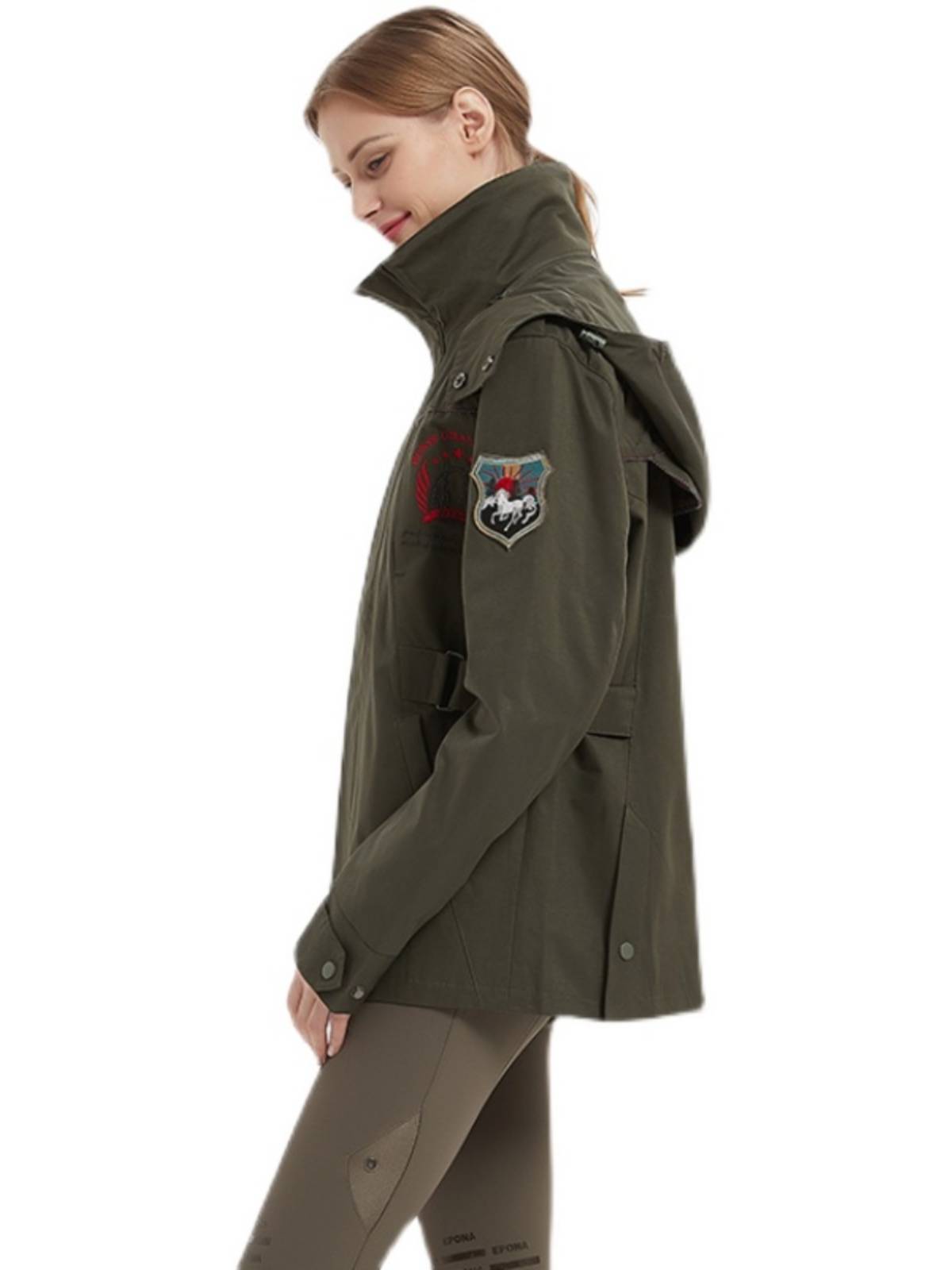 EPONA Women's Military Instal Wind Mid -length Parker Equestrian Jacket Warm, Comfortable Casual Cavaliers Equipment