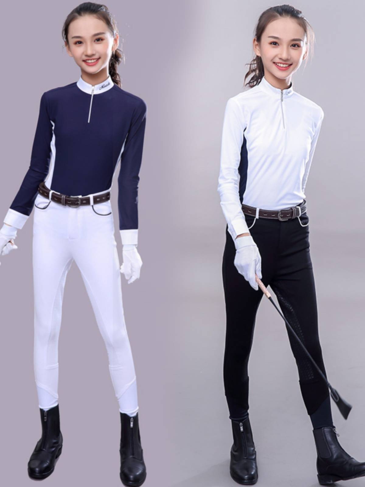 T -shirt speed dry outdoor riding training children's equestrian top long -sleeved girl knight training competition equipment and clothing