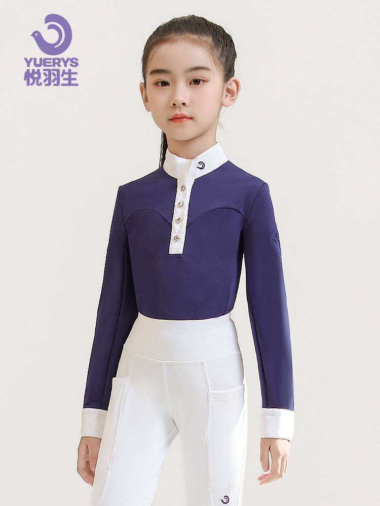 Yueyu Spring Spring and Summer Four Seasons Child Equestrian T -shirt Short -sleeved Top Equestrian Equestnically Equestnically Equestnically Equipment Line