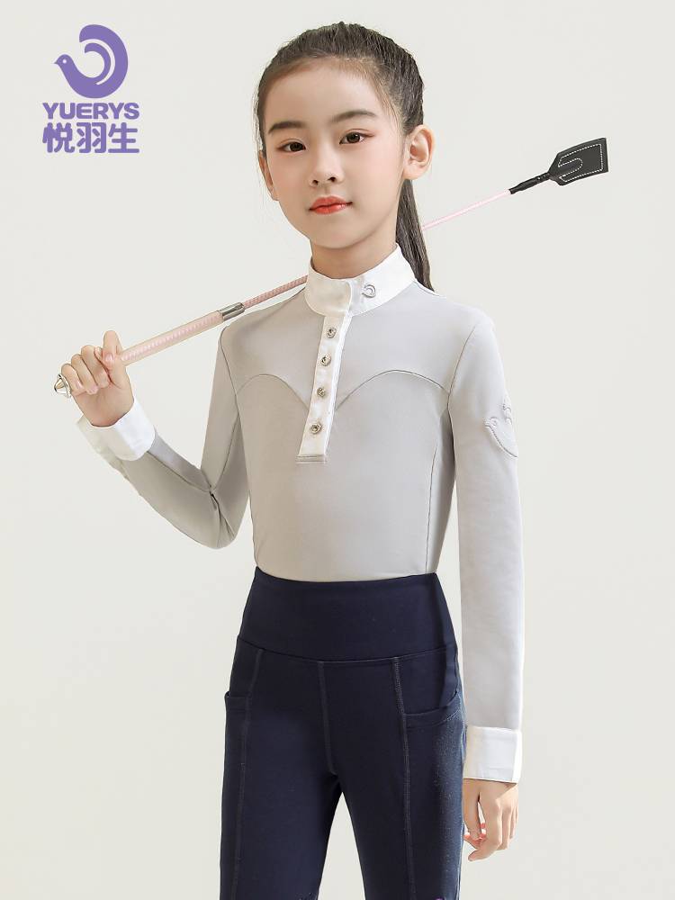 Yueyu Spring Spring and Summer Four Seasons Child Equestrian T -shirt Short -sleeved Top Equestrian Equestnically Equestnically Equestnically Equipment Line