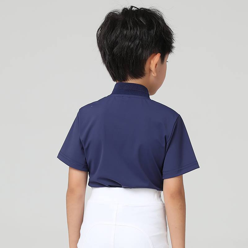 Children's professional equestrian short -sleeved T -shirt in summer riding sunscreen fast dry knights with white boy sleeve shirt