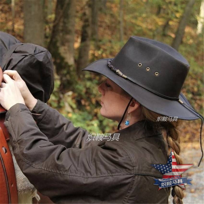 American veteran OUTBACK waterproof oil wax cloth men and women western denim hats, rainproof retro cattle Harley Harley
