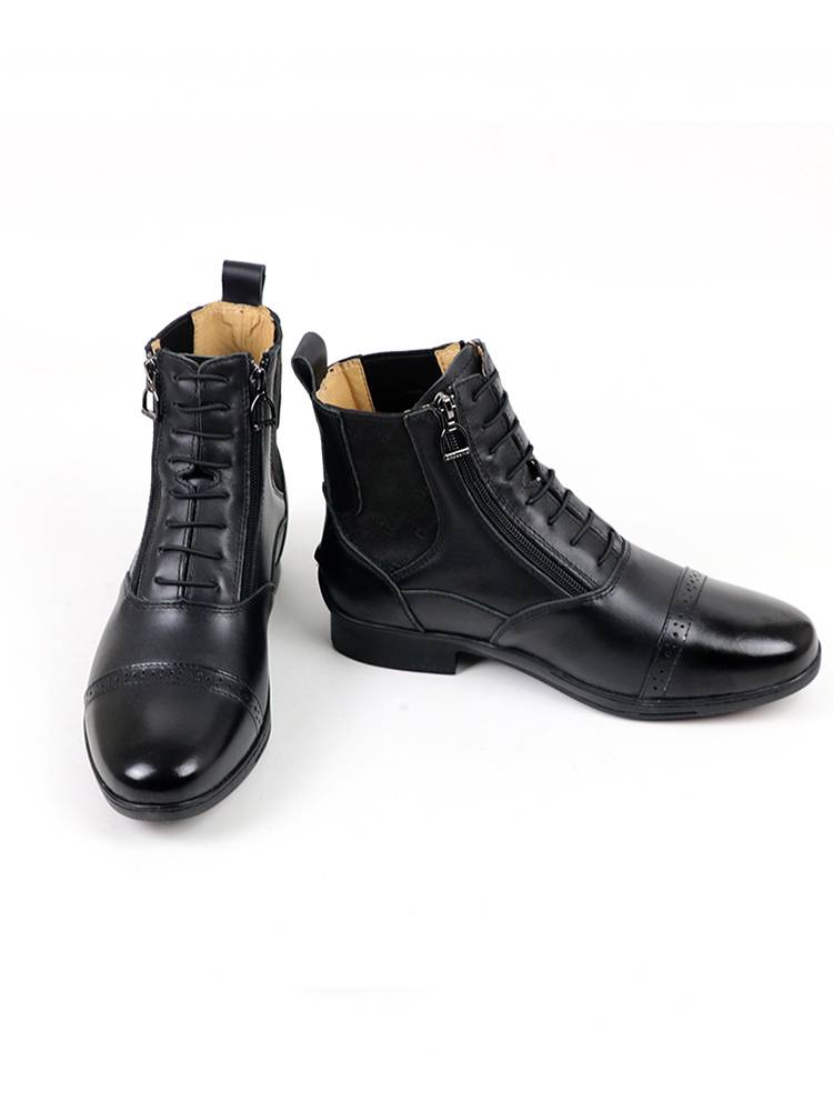 Eight -foot dragon equestrian boots children's horse boots, leather breathable short tube double zipper adult retro knight equipment riding boots
