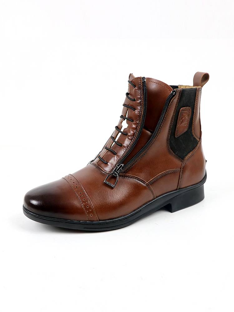 Eight -foot dragon equestrian boots children's horse boots, leather breathable short tube double zipper adult retro knight equipment riding boots