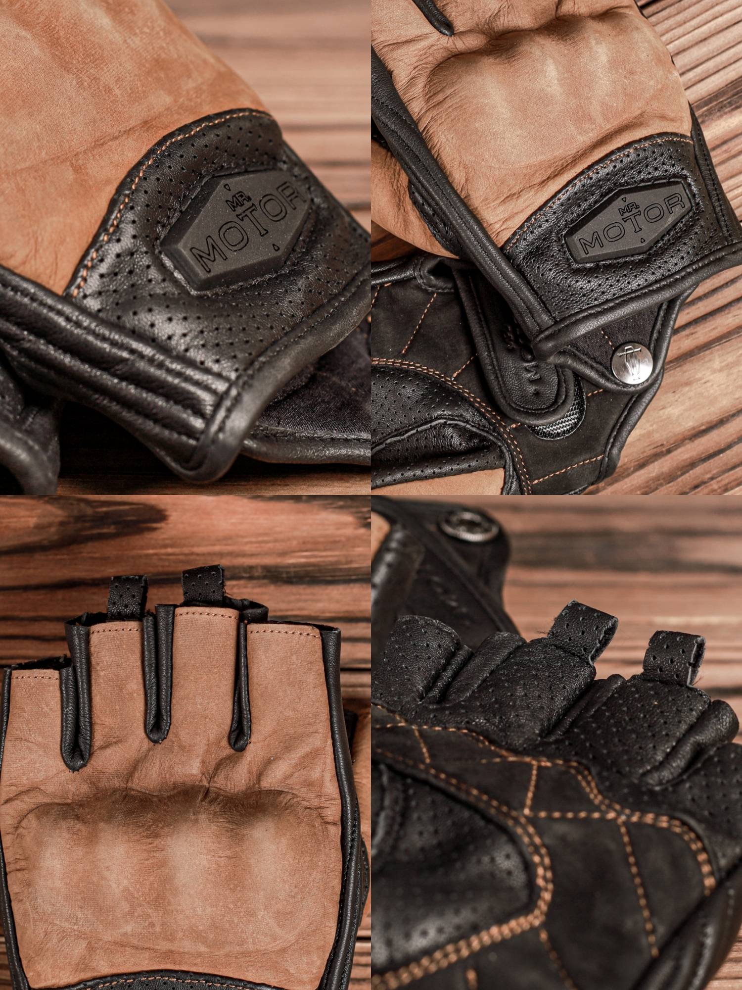 Summer motorcycle leather gloves semi -finger men's retro motorcycle riding fingers to prevent falling and breathable gloves mRMOTOR