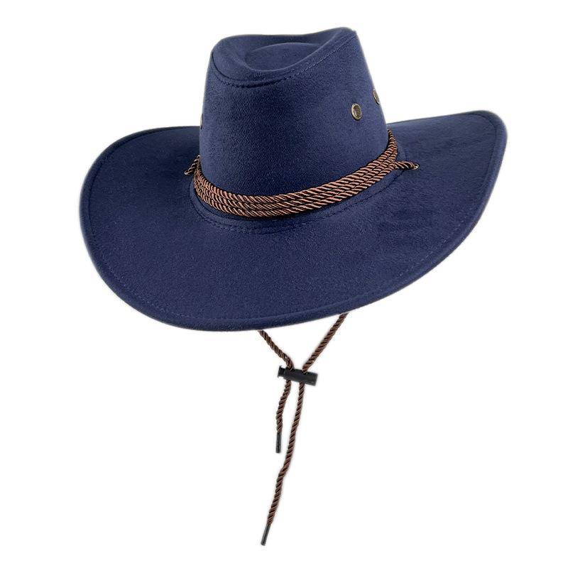 2024 New Western Cowboy Hat Women's Black Knight Hat Riding Hat Equel Hat Metal Bull Head Hat