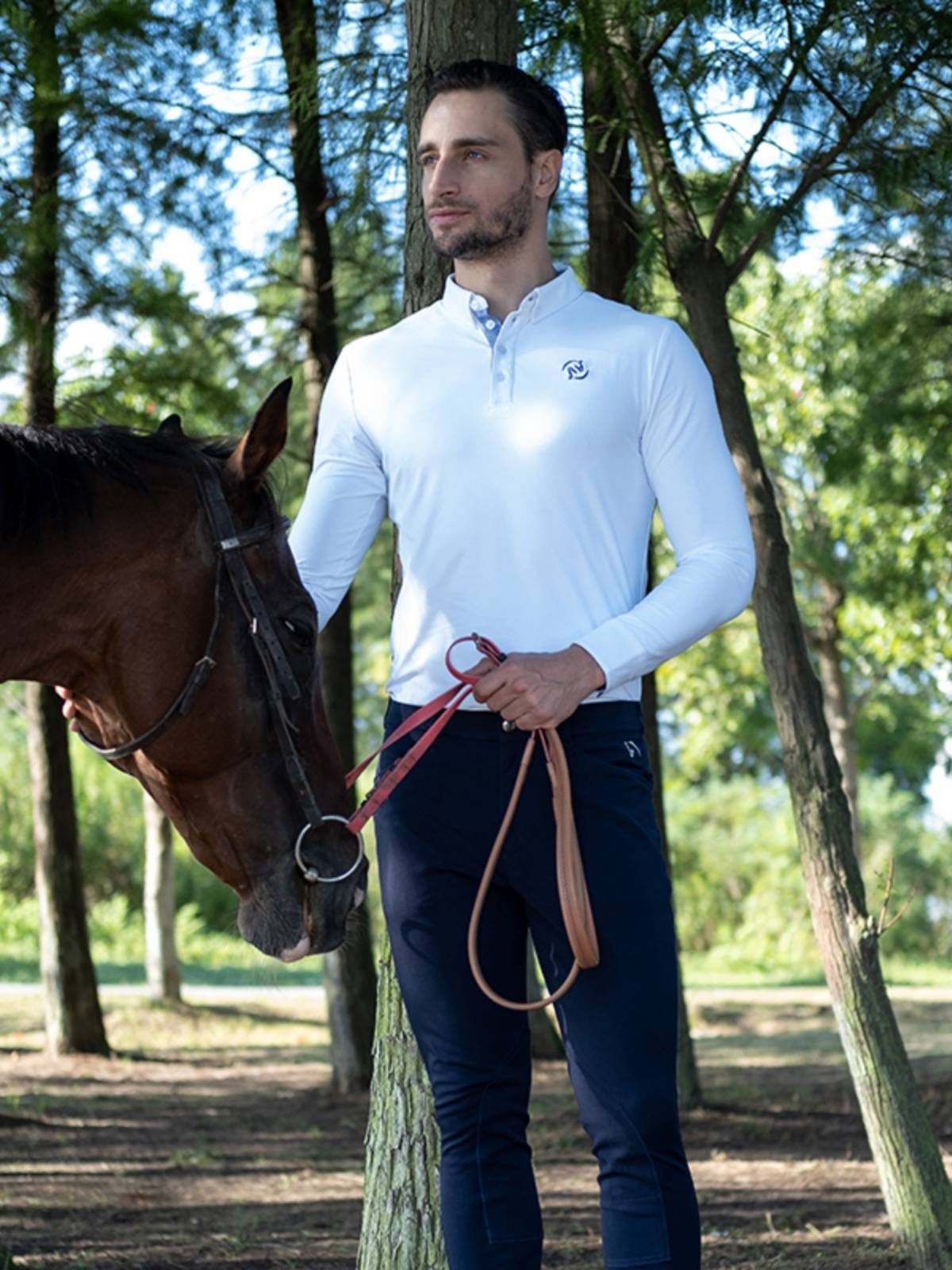 Epona classic long -sleeved men's top elastic adult knight equipment elastic breathable comfortable equivalent equestrian T -shirt gift box