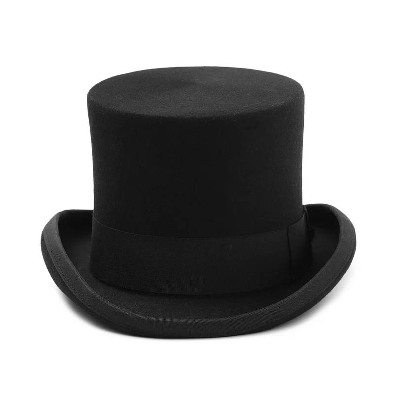 Spring, autumn and winter men and women 100%pure wool high tube president hat British European and American retro high -top magician hats