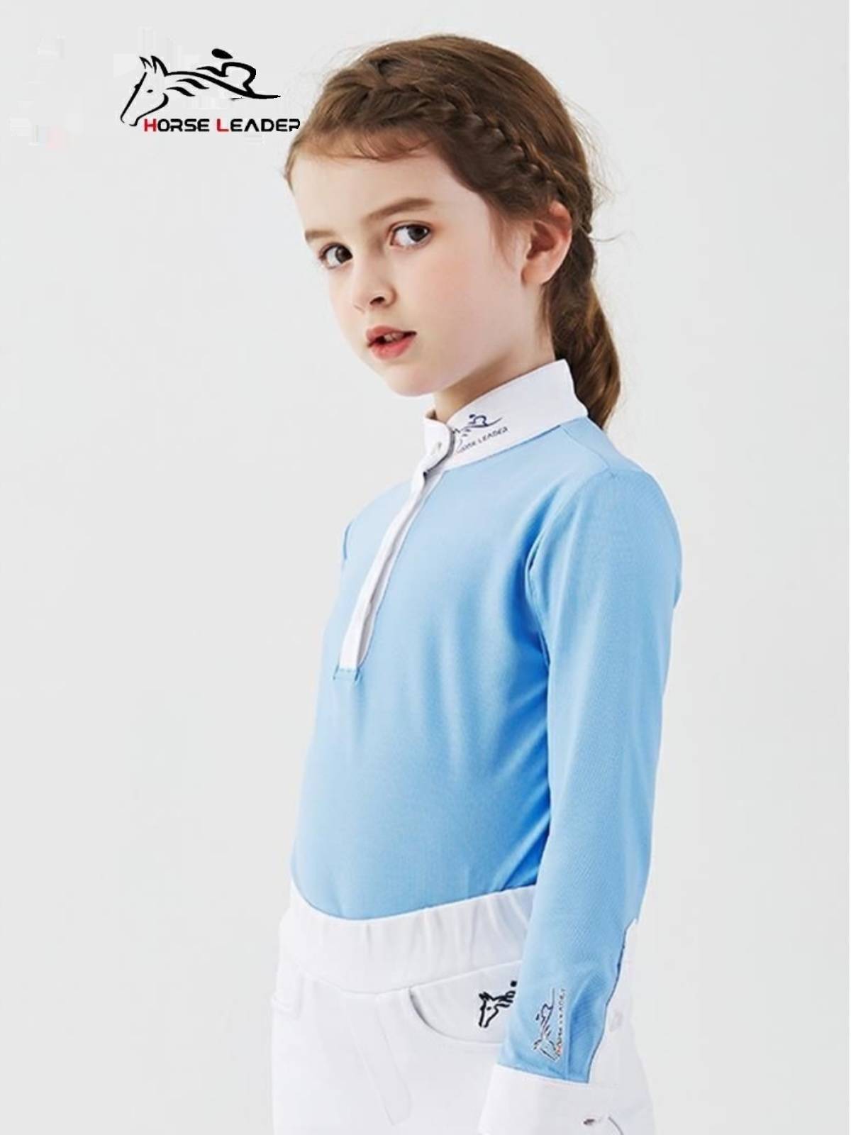 HorseLeader Children's Equestrian Equipment Long -sleeved T -shirt Actswriting Equestrian Equestrian Competition Finding Cavaliers Clothing
