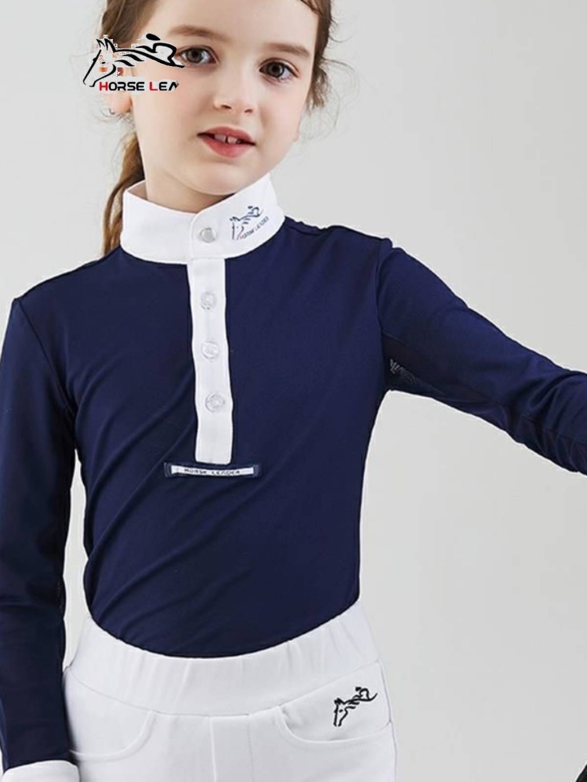HorseLeader Children's Equestrian Equipment Long -sleeved T -shirt Actswriting Equestrian Equestrian Competition Finding Cavaliers Clothing