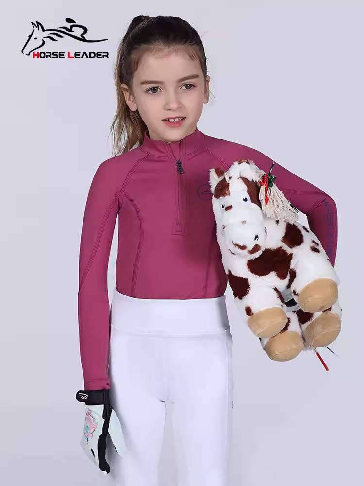 Children's spring and summer equestrian T -shirt long -sleeved horse riding shirt high planet sky training equestrian clothing knight equipment