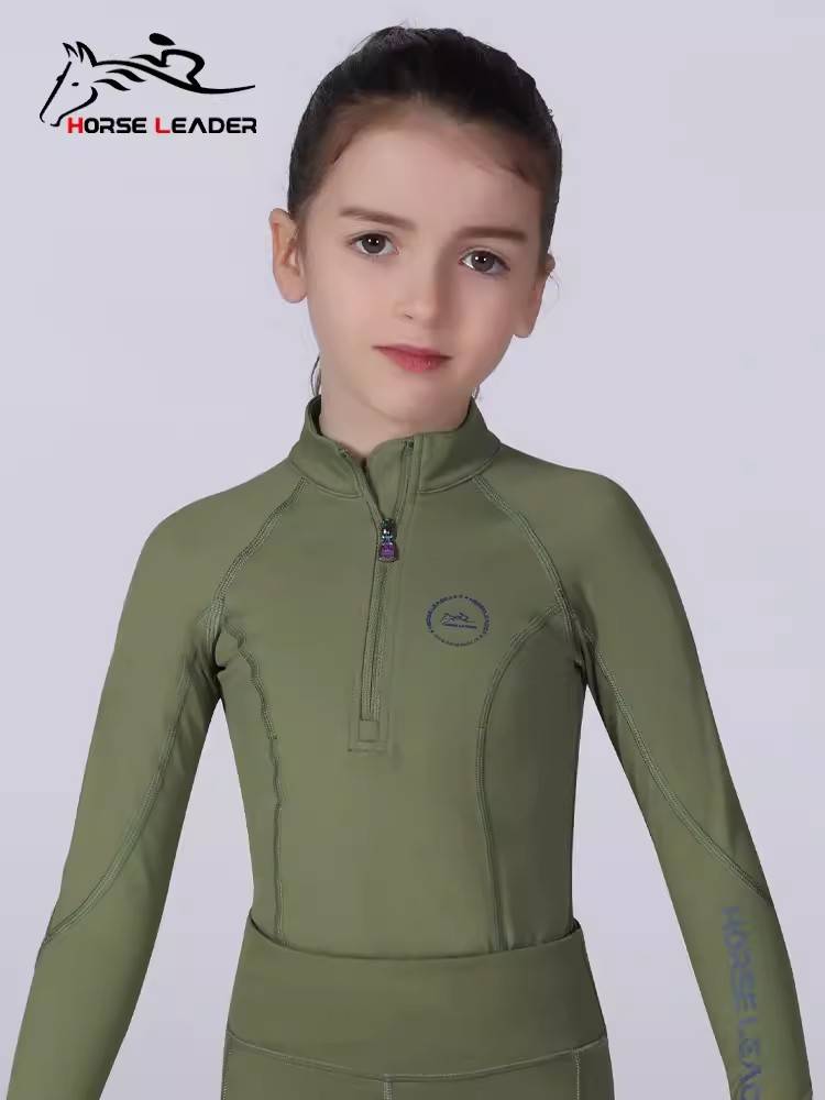 Children's spring and summer equestrian T -shirt long -sleeved horse riding shirt high planet sky training equestrian clothing knight equipment