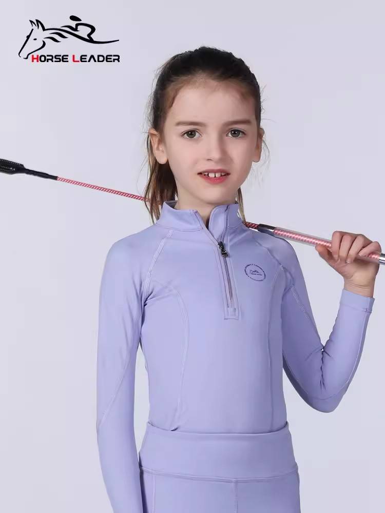 Children's spring and summer equestrian T -shirt long -sleeved horse riding shirt high planet sky training equestrian clothing knight equipment