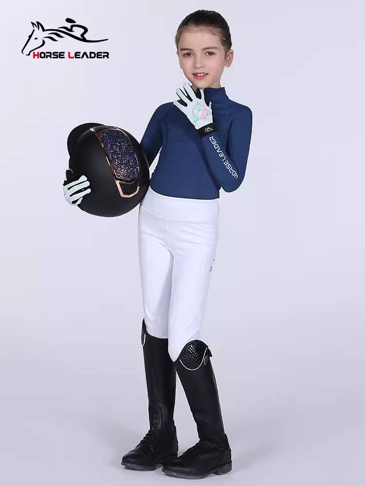 Children's spring and summer equestrian T -shirt long -sleeved horse riding shirt high planet sky training equestrian clothing knight equipment