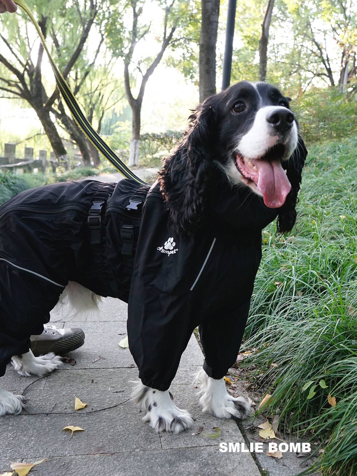 Smile BOMB mid -large dog rain prevention charge, four feet all -inclusive four seasons rainco, pastoral Shiberbin, dog clothes