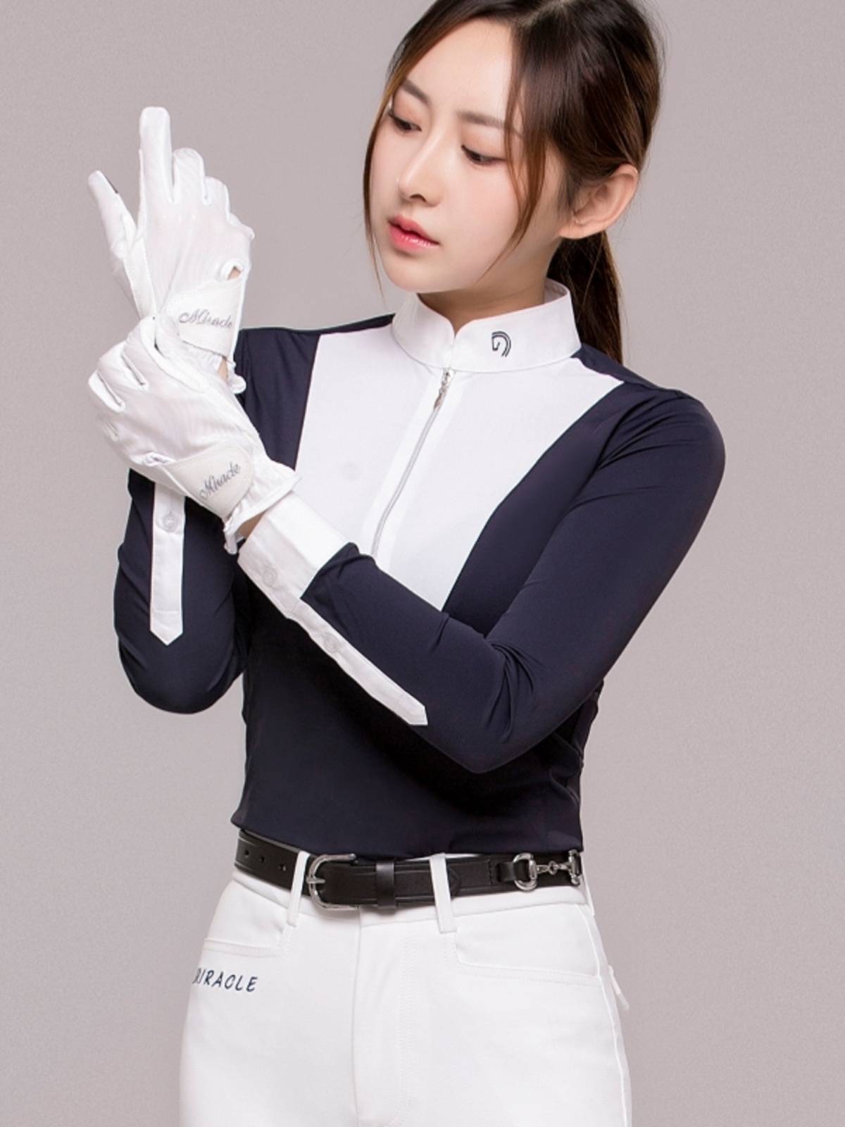 Women's Equestrian clothing professional equipment supplies Children's knight riding speed dry breathable short -sleeved long -sleeved long -sleeved long -sleeved long -sleeved POLO shirt