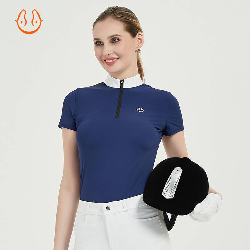 Yue Ma Hui adult equestrian T -shirt in summer Women's short -sleeved stand -up puppets fast dry riding pottae equipment