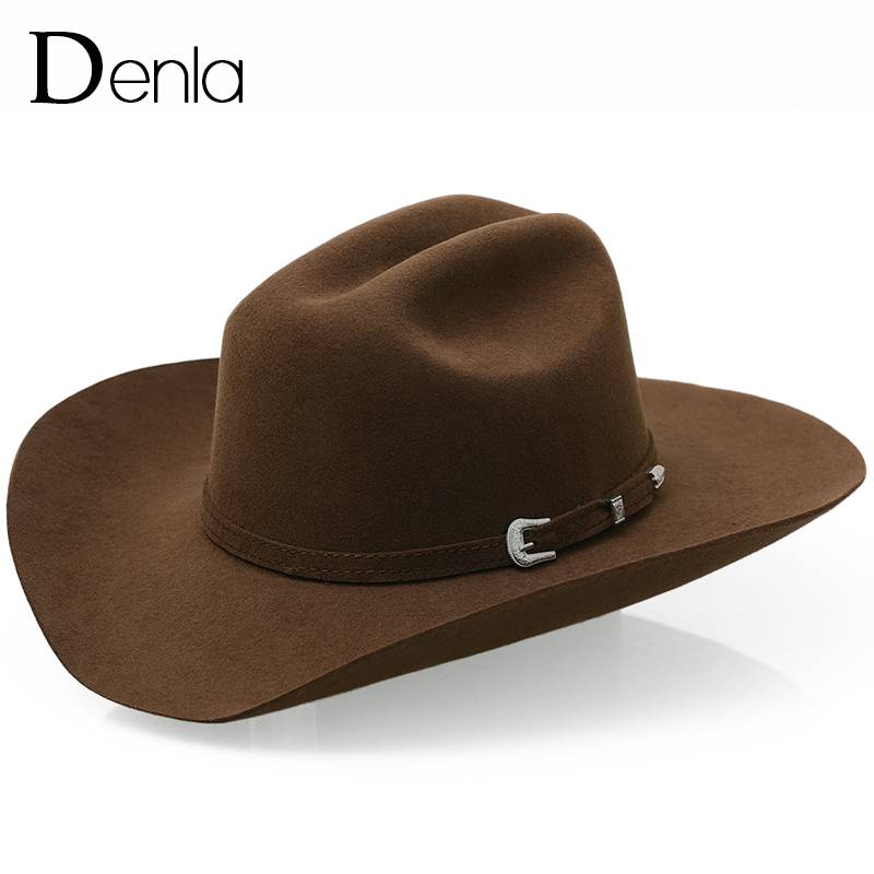 Denla Western denim hats cashmere hood -style hats men's big eaves outdoor horse race festival knight hat women