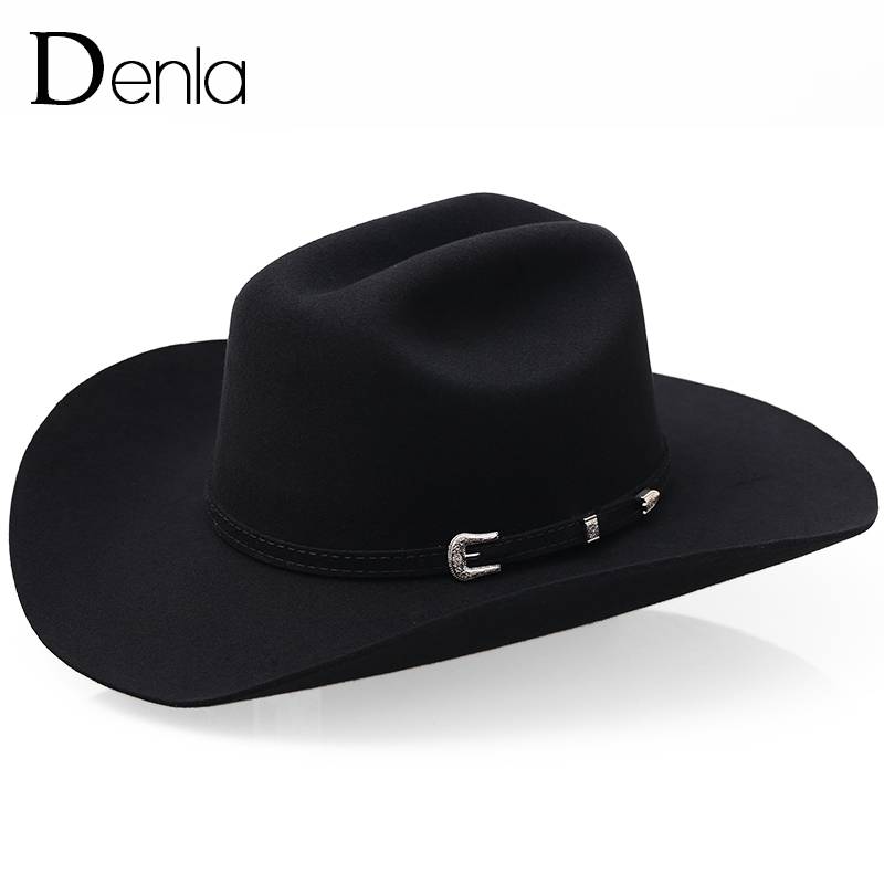 Denla Western denim hats cashmere hood -style hats men's big eaves outdoor horse race festival knight hat women