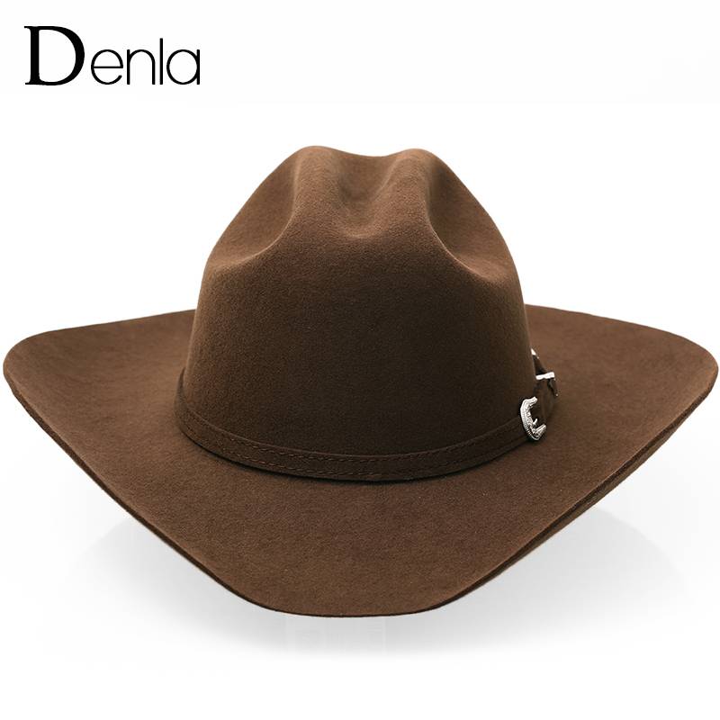 Denla Western denim hats cashmere hood -style hats men's big eaves outdoor horse race festival knight hat women