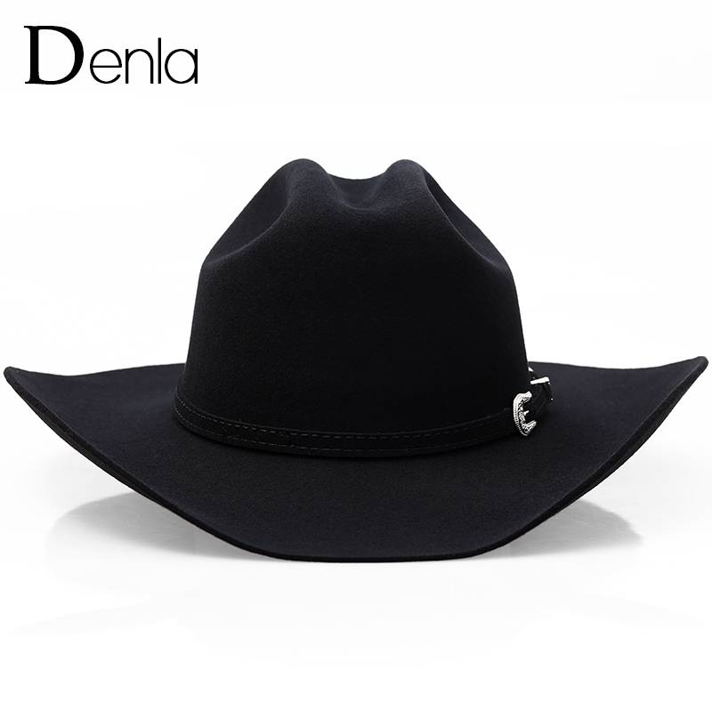 Denla Western denim hats cashmere hood -style hats men's big eaves outdoor horse race festival knight hat women