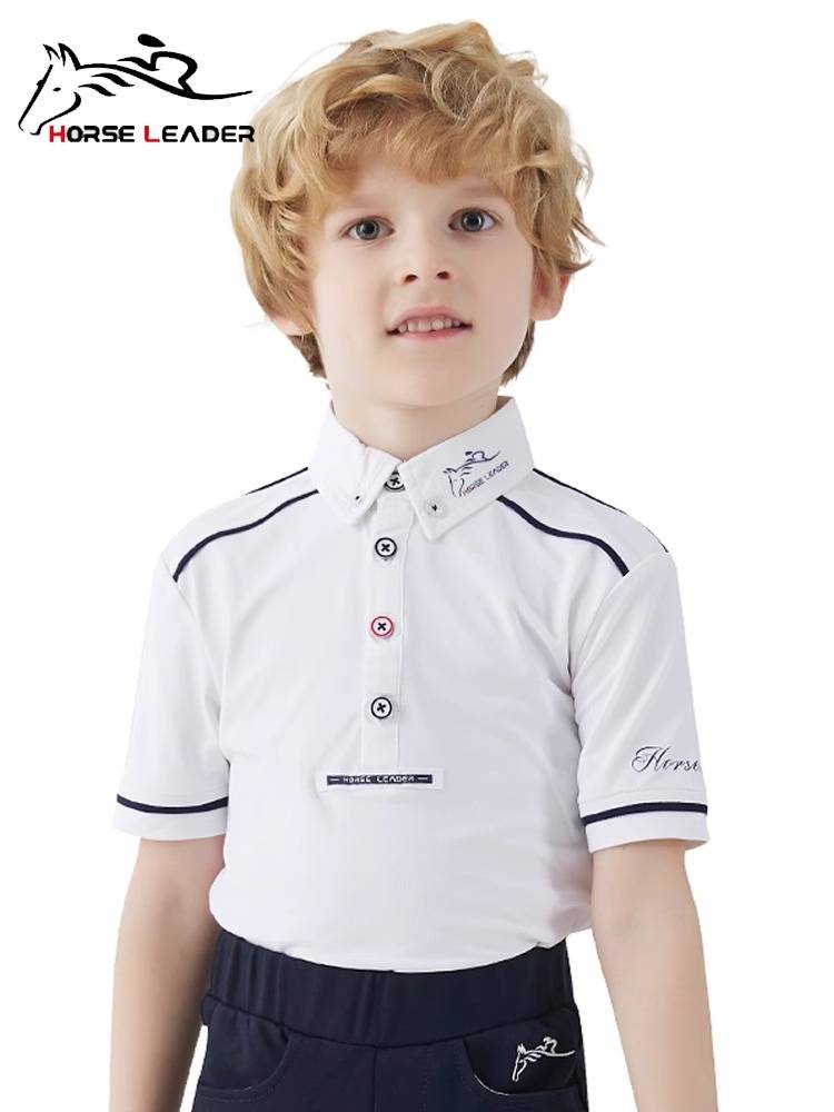 HorseLeader Summer Children's Equestrian T -shirt Riding Equipment with Short -sleeved Knight Clothing Competition Polo shirt