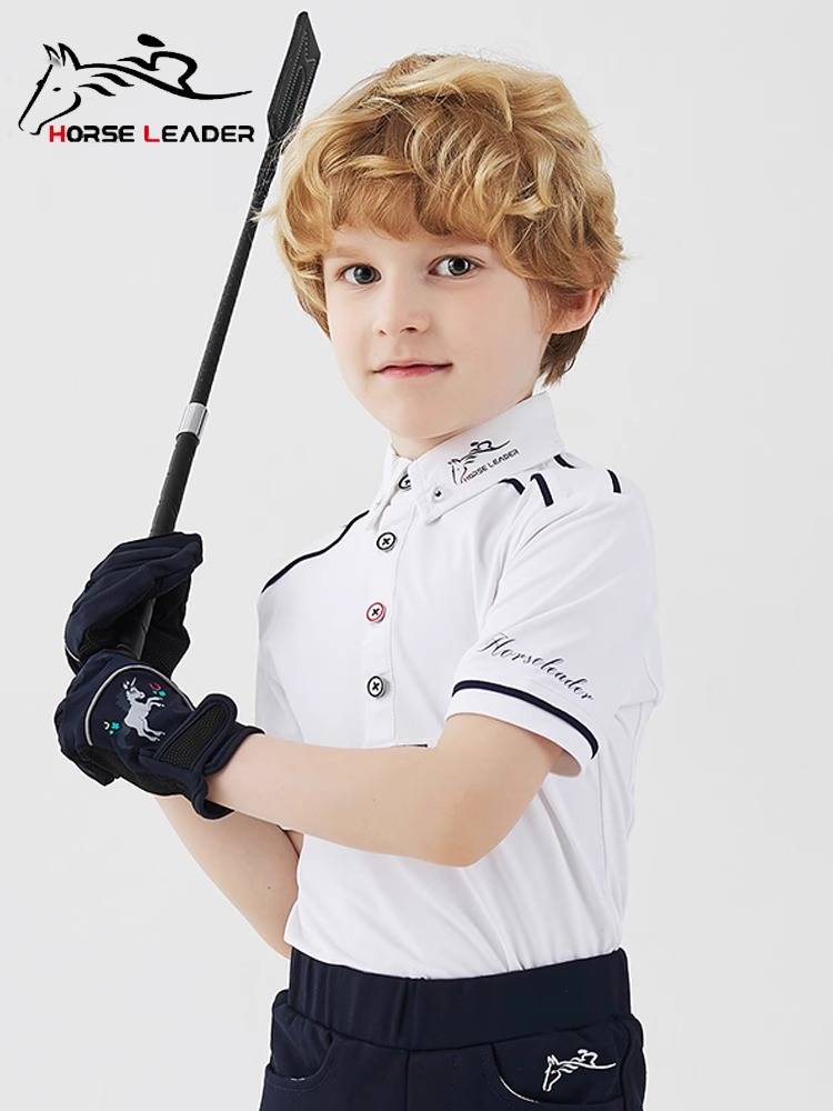 HorseLeader Summer Children's Equestrian T -shirt Riding Equipment with Short -sleeved Knight Clothing Competition Polo shirt