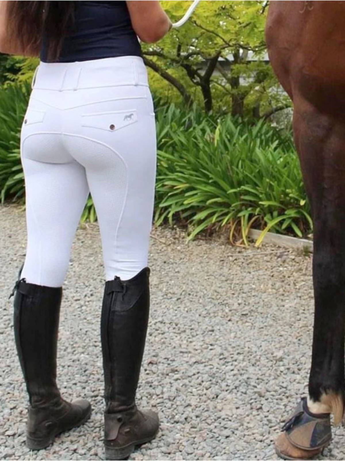 Women's equestrian pants Knights Equipped with side pocket Anti -slip silicone fast -drying black gray miscellaneous riding pants