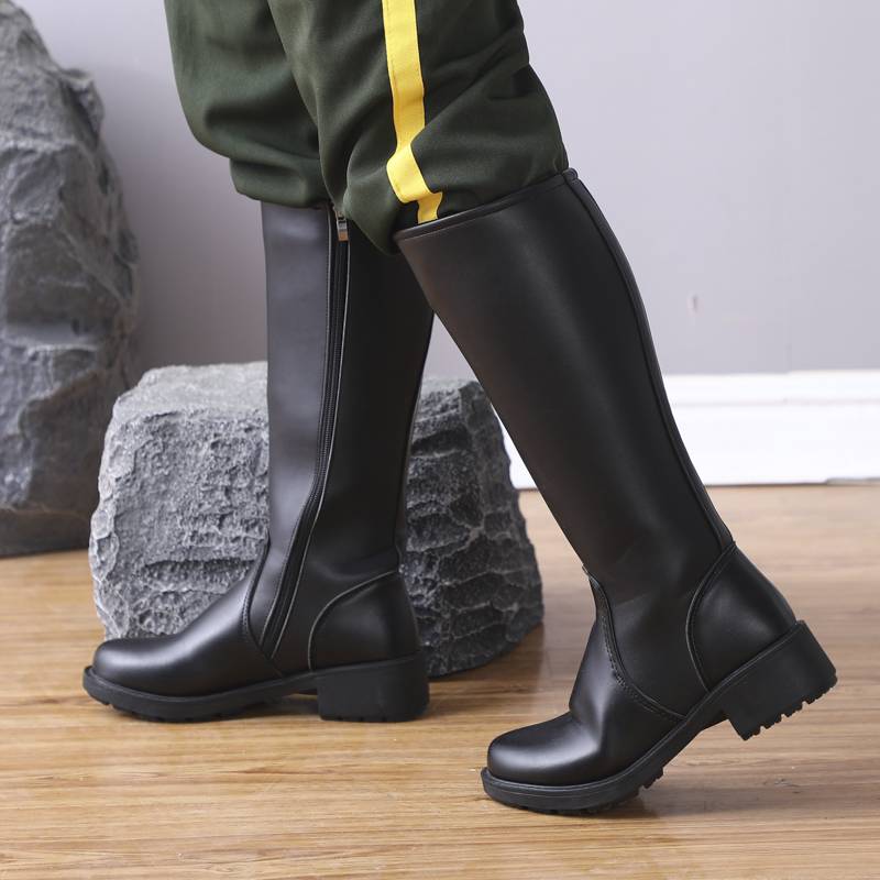 Men and women's leather boots high boots, flag -raising guard boots, drum band band knights race boots cosplay anime boots