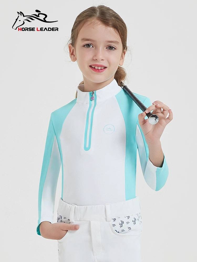 HorseLeader Spring and Autumn Four Seasons Children's Equestrian T -shirt Equestrian Garment long -sleeved speed dry riding equipment knight