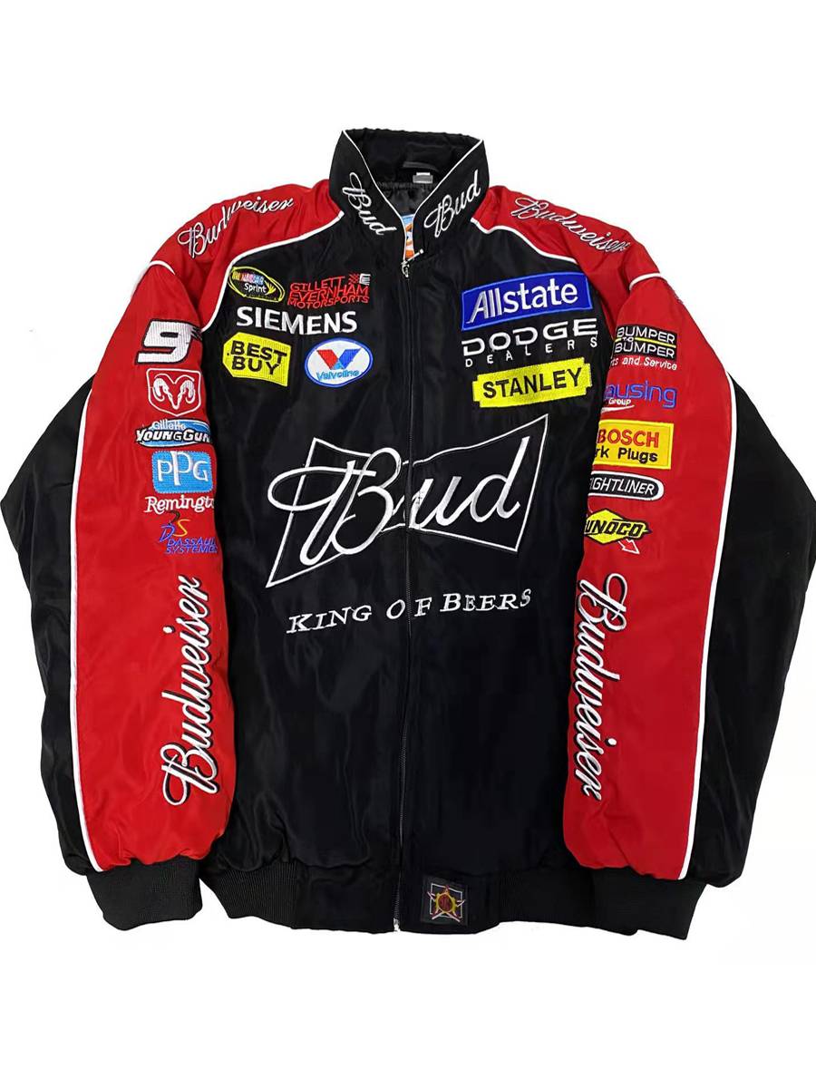 F1 racing service locomotive cotton clothing American retro motorcycle riding service embroidered cotton jacket, autumn and winter cotton coat men and women