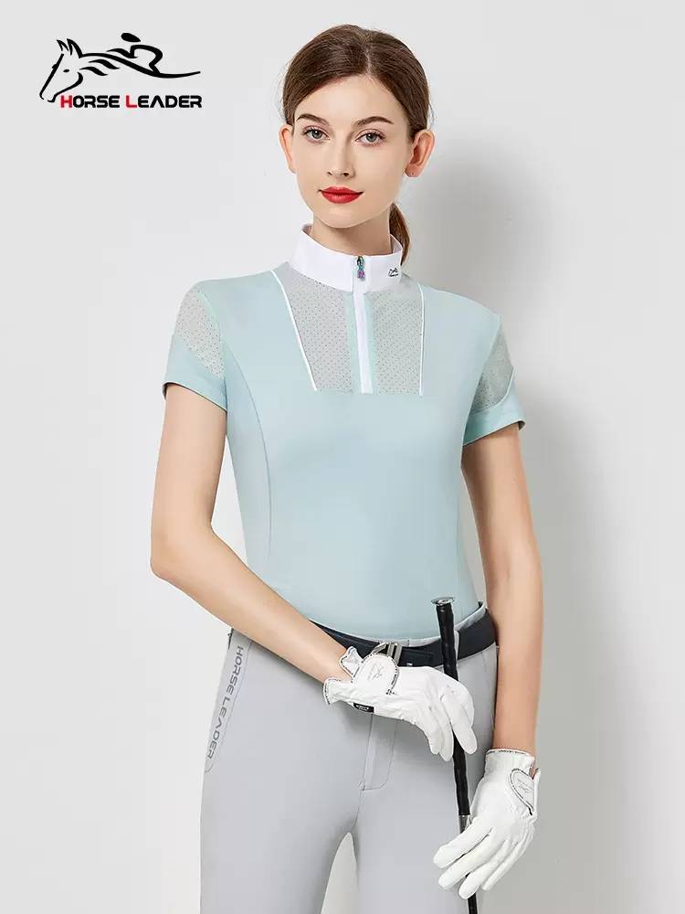 Spring and summer equestrian T -shirt short -sleeved adult equestrian clothing thin ladies ride equivalent equipment competition shirt