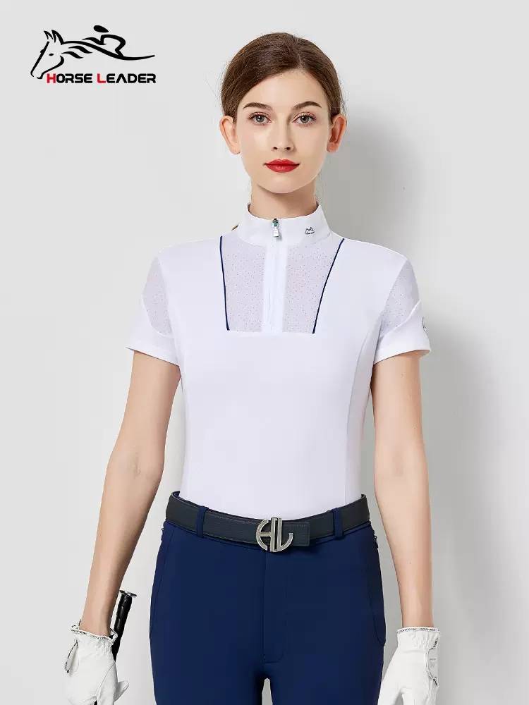 Spring and summer equestrian T -shirt short -sleeved adult equestrian clothing thin ladies ride equivalent equipment competition shirt