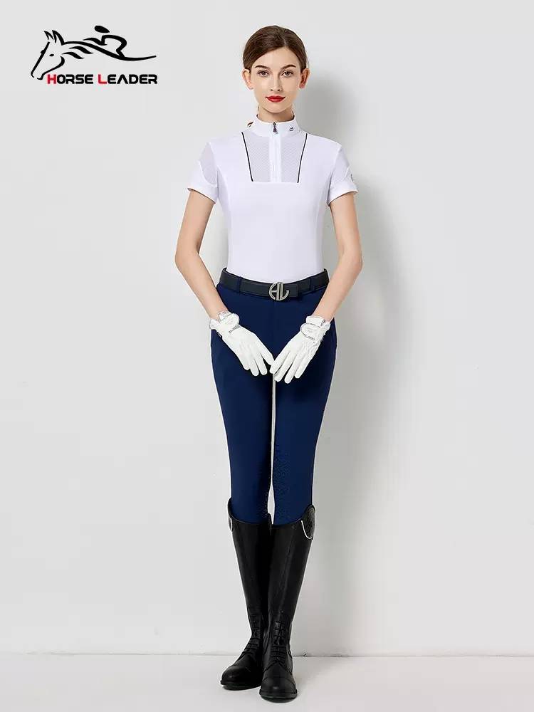 Spring and summer equestrian T -shirt short -sleeved adult equestrian clothing thin ladies ride equivalent equipment competition shirt