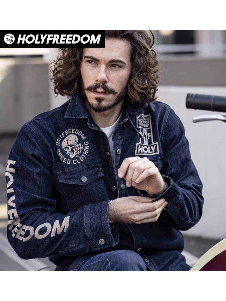 Italian Holyfreedo Harley Triumph Indian retro locomotive denim denim anti -falling suit